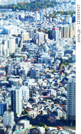 展望台から見た街並み　チルトシフト　ジオラマ 121683417
