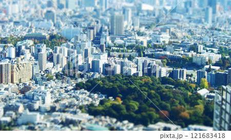 展望台から見た街並み　チルトシフト　ジオラマ 121683418