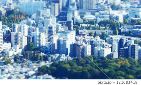 展望台から見た街並み　チルトシフト　ジオラマ 121683419