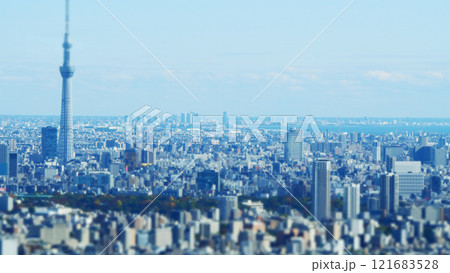 展望台から見た街並み　チルトシフト　ジオラマ 121683528