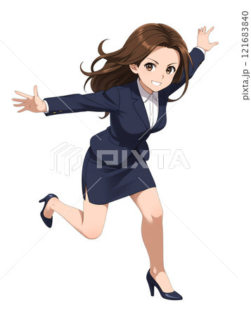無邪気に走る女性キャリアウーマン 無邪気に走る女性キャリアウーマン 121683840