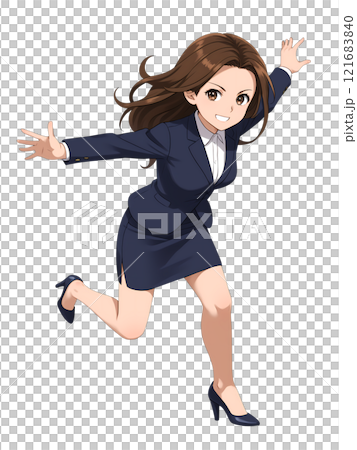 無邪気に走る女性キャリアウーマン 無邪気に走る女性キャリアウーマン 121683840