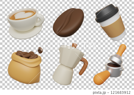 coffee and cafe 3D icon set 121683912
