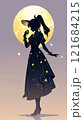 満月の夜に魔女の可愛いイラスト 121684215