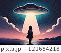 UFOに攫われそうな少女のシルエット 121684218
