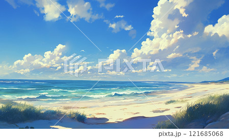 青空と雲と海が広がる風景 AI画像のイラスト素材 [121685068] - PIXTA