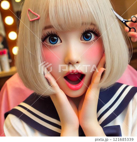 驚いて口を開ける女子高生 121685339