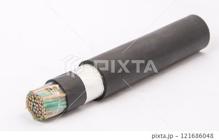 Cross section of high-voltage cable, polymer insulation Cross section of high-voltage cable, polymer insulation 121686048