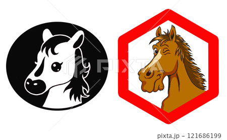 2026年午年、年賀状用パーツイラスト2セット 2026年午年、年賀状用パーツイラスト2セット 121686199