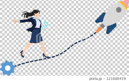 Illustration of a businesswoman starting a new business 121686419