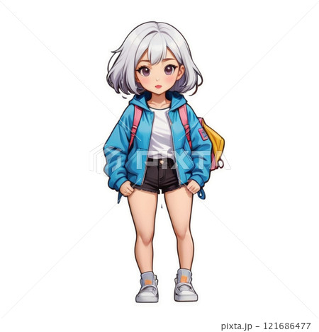 笑顔の可愛い女の子のイラスト 121686477
