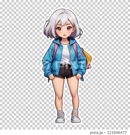 笑顔の可愛い女の子のイラスト 121686477
