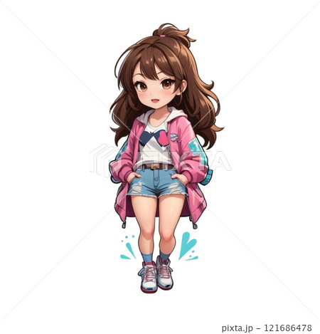笑顔の可愛い女の子のイラスト 121686478