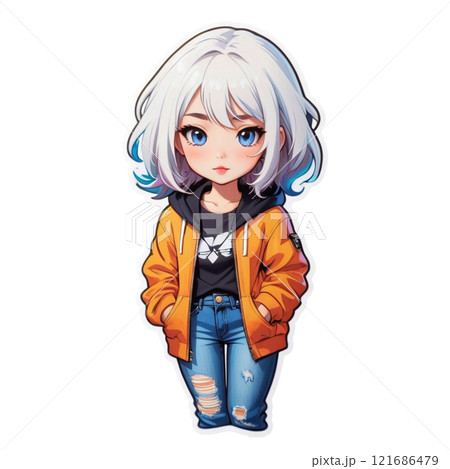笑顔の可愛い女の子のイラスト 121686479