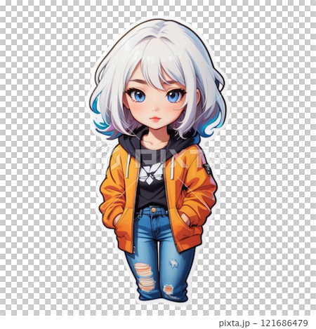 笑顔の可愛い女の子のイラスト 121686479