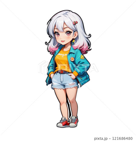 笑顔の可愛い女の子のイラスト 121686480