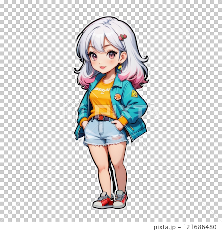 笑顔の可愛い女の子のイラスト 121686480