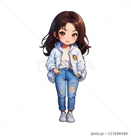 笑顔の可愛い女の子のイラスト 121686486