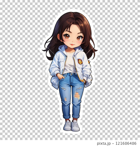 笑顔の可愛い女の子のイラスト 121686486