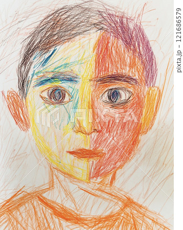 クレヨンで描いた男の子　AI画像 121686579
