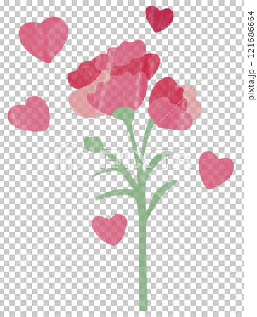 カーネーションの水彩風ベクターイラスト 121686664