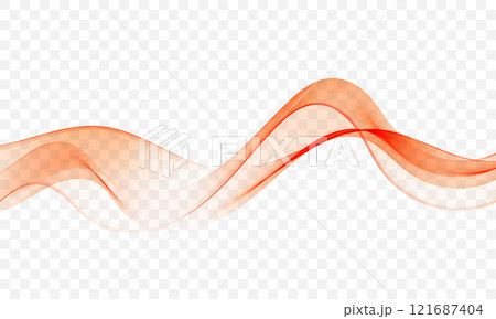 Abstract wave, a flow of undulating transparent lines, a design element. 121687404