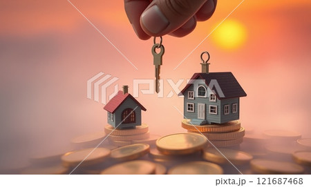 hand putting coin on the coin stack hand putting coin on the coin stack 121687468