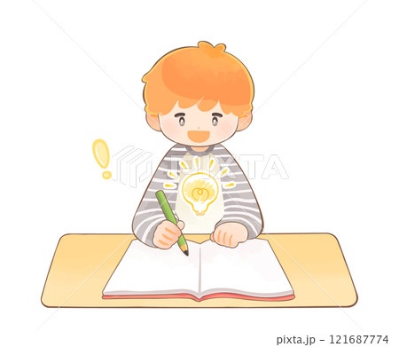 勉強中に閃く子ども 121687774