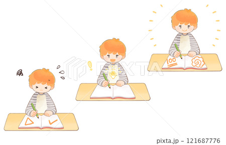 勉強する子どもの成長イラストセット 121687776