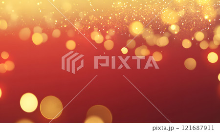 Red background with many gold circles 121687911