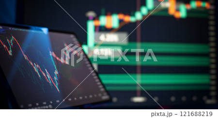 Candle stick graph chart of stock market investment trading.Market Analyze. 121688219