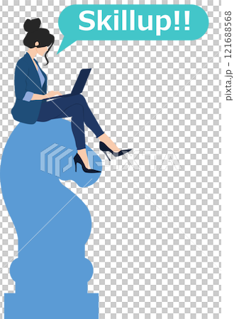 一位女商人考慮提高技能的插圖 一位女商人考慮提高技能的插圖 121688568