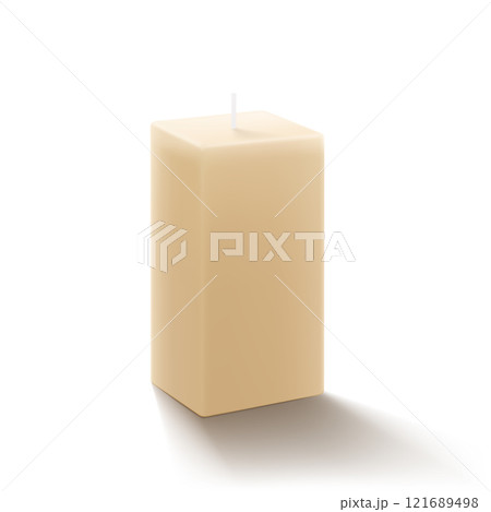 Rectangular wax candle. isolated on a white background. Mockup, Realistic 3d vector illustration 121689498
