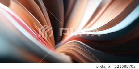Brightly colored sheets of paper overlap and twist, creating an abstract design with flowing curves and layers that evoke a sense of movement and depth. Brightly colored sheets of paper overlap and twist, creating an abstract design with flowing curves and layers that evoke a sense of movement and depth. 121689705