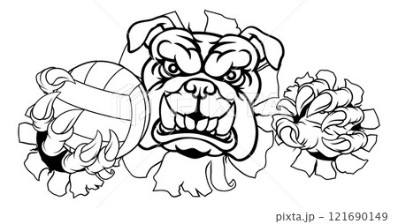 Bulldog Dog Volleyball Volley Ball Animal Mascot 121690149
