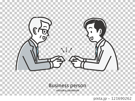 Elderly male office worker exchanging business cards 121690262