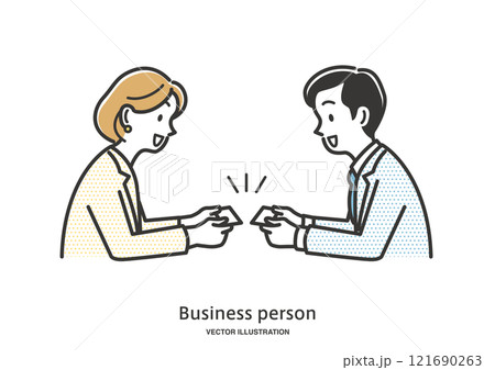 名刺交換する女性会社員 名刺交換する女性会社員 121690263