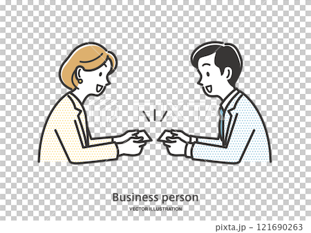 名刺交換する女性会社員 名刺交換する女性会社員 121690263