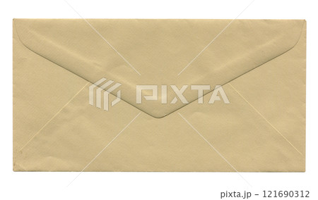 front view of old closed aged brown paper long envelope isolated on white front view of old closed aged brown paper long envelope isolated on white 121690312