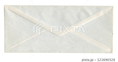 front view of old closed aged DL envelope isolated on white front view of old closed aged DL envelope isolated on white 121690328