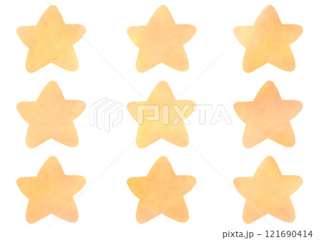 オレンジ色の星のかわいい水彩風イラスト オレンジ色の星のかわいい水彩風イラスト 121690414