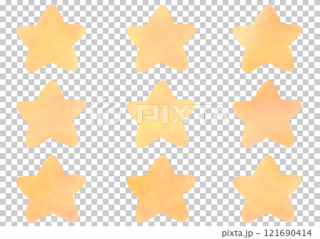 オレンジ色の星のかわいい水彩風イラスト オレンジ色の星のかわいい水彩風イラスト 121690414