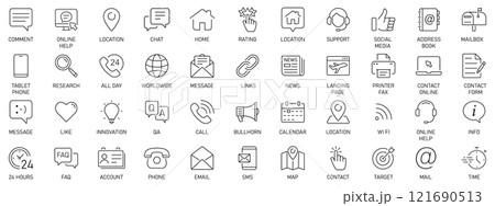 Set of simple Contact us icons for web and mobile app. Social Media network icon call us email mobile signs. Customer service. Contact support sign and symbols 121690513
