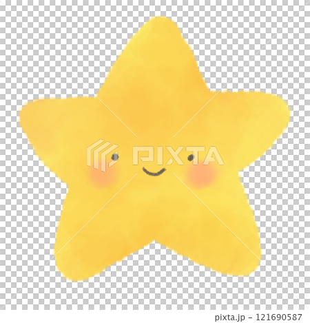 一個有臉的明星的可愛水彩插圖 一個有臉的明星的可愛水彩插圖 121690587