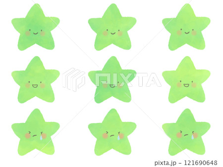 顔ありの星のかわいい水彩風イラスト 顔ありの星のかわいい水彩風イラスト 121690648