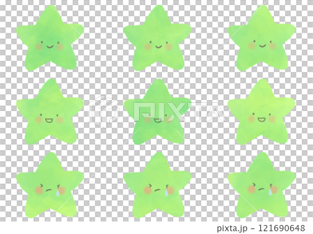 顔ありの星のかわいい水彩風イラスト 顔ありの星のかわいい水彩風イラスト 121690648