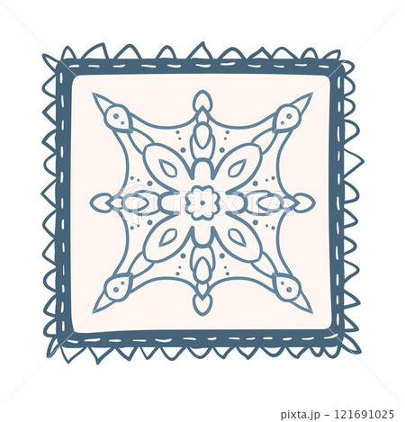 Retro frame with abstract ornament. Vector hand drawn illustration isolated on white background. 121691025