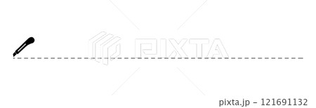 A clerical knife cuts the markup in the form of a dotted line. cut to mark. flat vector illustration. 121691132