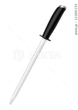 Knife sharpener with a black handle isolated over white background. realistic 3d vector illustration. mock up of kitchen utensils 121691155