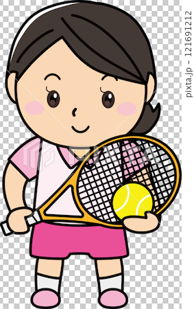笑顔でテニスを楽しむ女性 121691212
